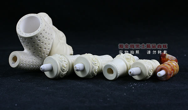 土耳其PAKTAS海泡石烟斗|6件套加长大号弥乐佛斗B-9