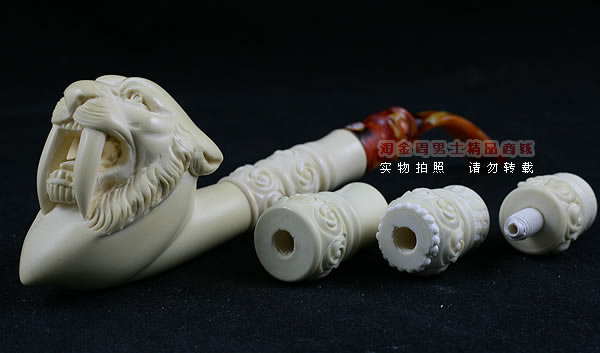 土耳其PAKTAS海泡石烟斗|6件套加长大号剑齿虎斗-5