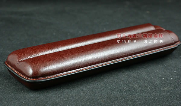 进口烟具◇意大利芭比Brebbia真皮雪 茄保湿皮套◇2支装190H深棕-1