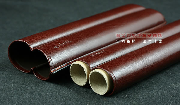 进口烟具◇意大利芭比Brebbia真皮雪 茄保湿皮套◇2支装190H深棕-2