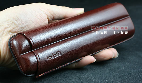 进口烟具◇意大利芭比Brebbia真皮雪 茄保湿皮套◇2支装190H深棕-5