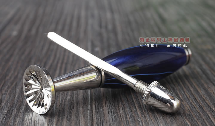 淘金周 8deco镂花防熄火烟斗压棒带通针  碾磨式 蓝彩佛肚-2