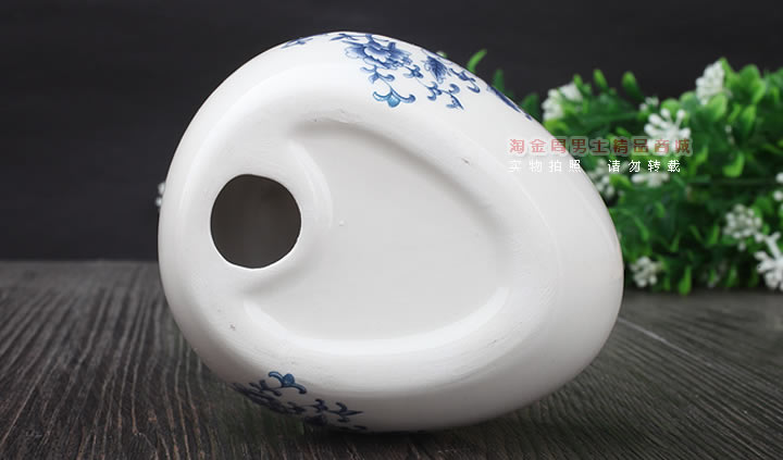 淘金周 青花瓷陶瓷烟斗架单斗架烟斗座-2