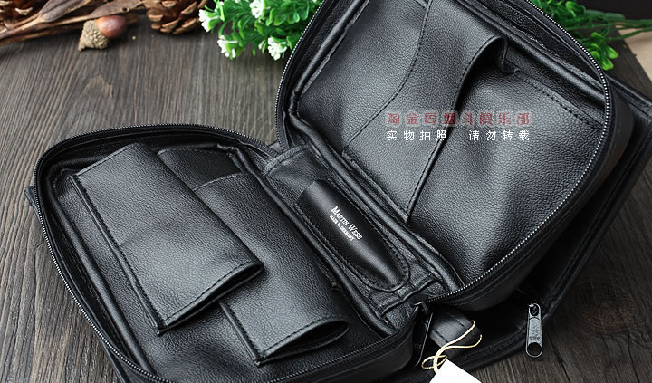 【淘金周】原装德国Martin Wess手工牛皮烟斗包 3斗包P107-3-4