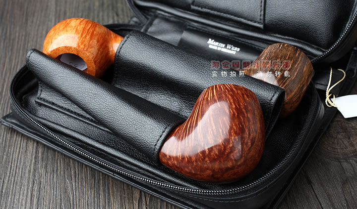 【淘金周】原装德国Martin Wess手工牛皮烟斗包 3斗包P107-3-5